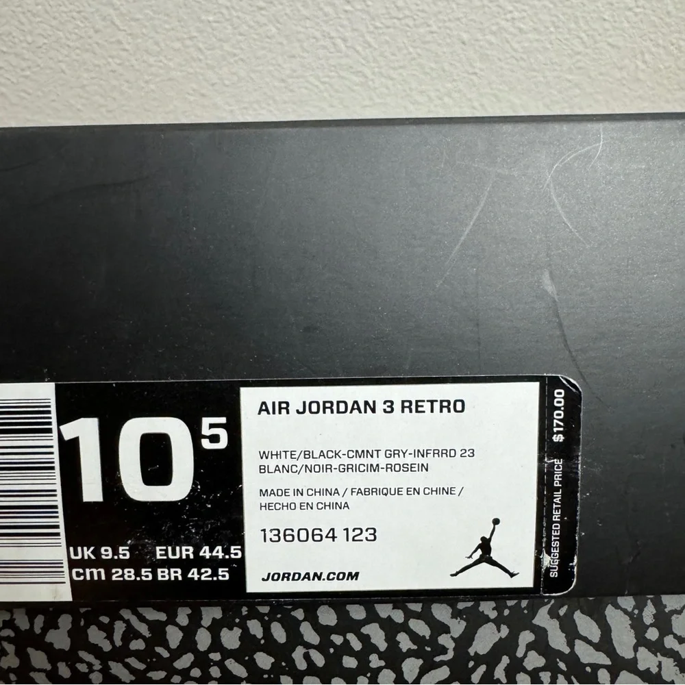 Air Jordan 3 Retro Infrared Size 10.5